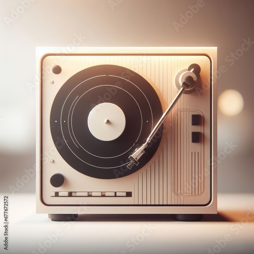 turntable with vinyl record on seample background photo