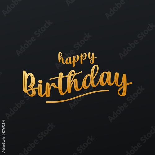 Happy birthday greeting lettering with gold color