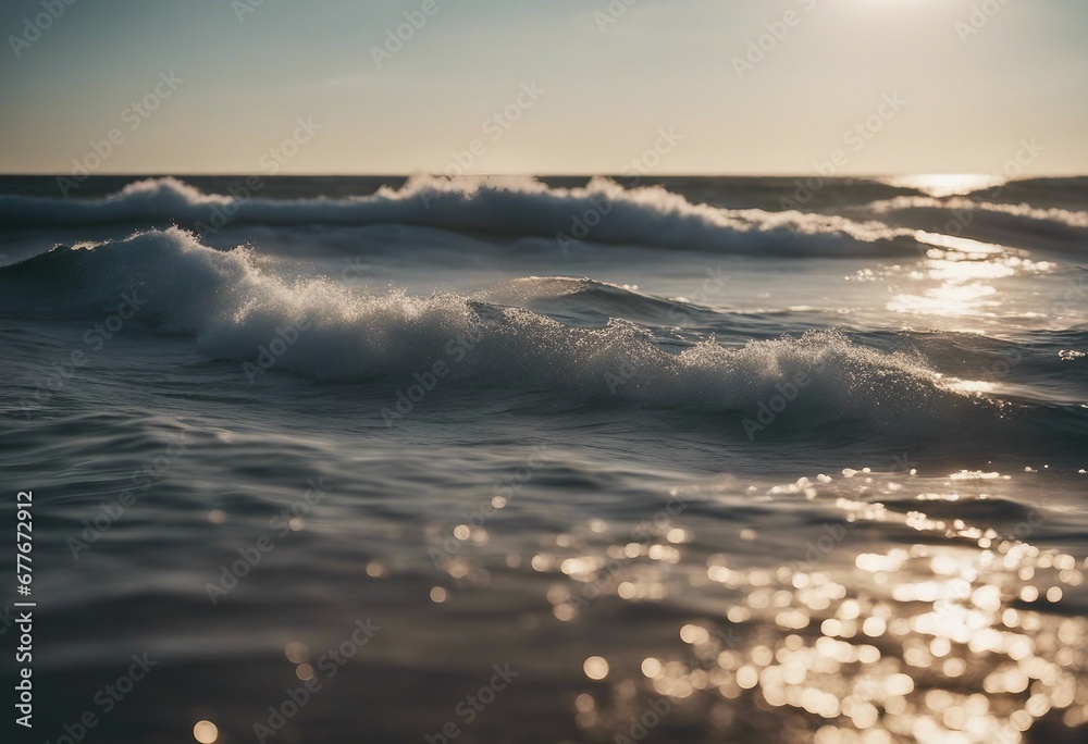 Foamy waves rolling up in ocean