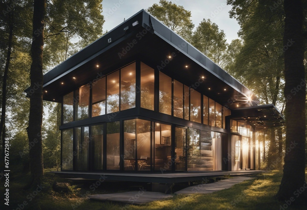 House with solar panels on the roof Sustainable and clean energy at home House with solar panels on the roof Sustainable and clean energy at home