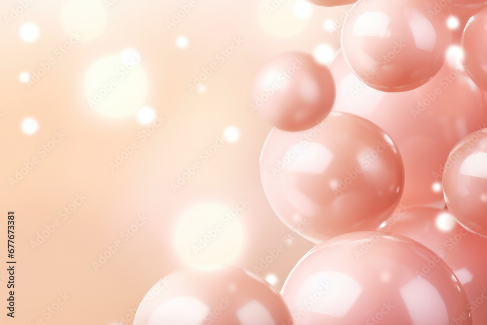 Floating bubbles on soft pink background