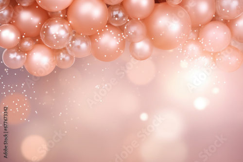 Floating bubbles on soft pink background
