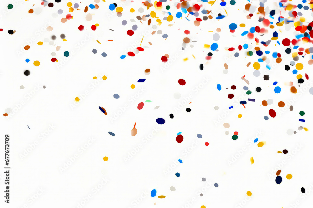 Bunch of confetti on white background with lot of confetti.