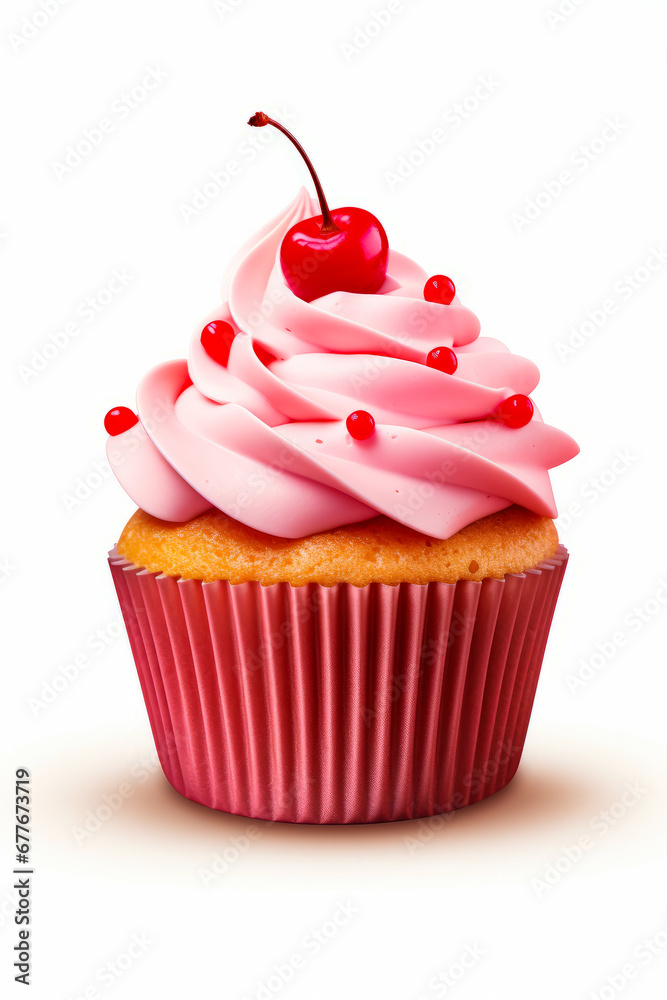 Cupcake with cherry on top of it with cherry on top of it.