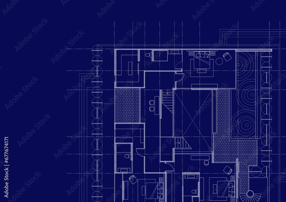 Floor plan designed building on the drawing.