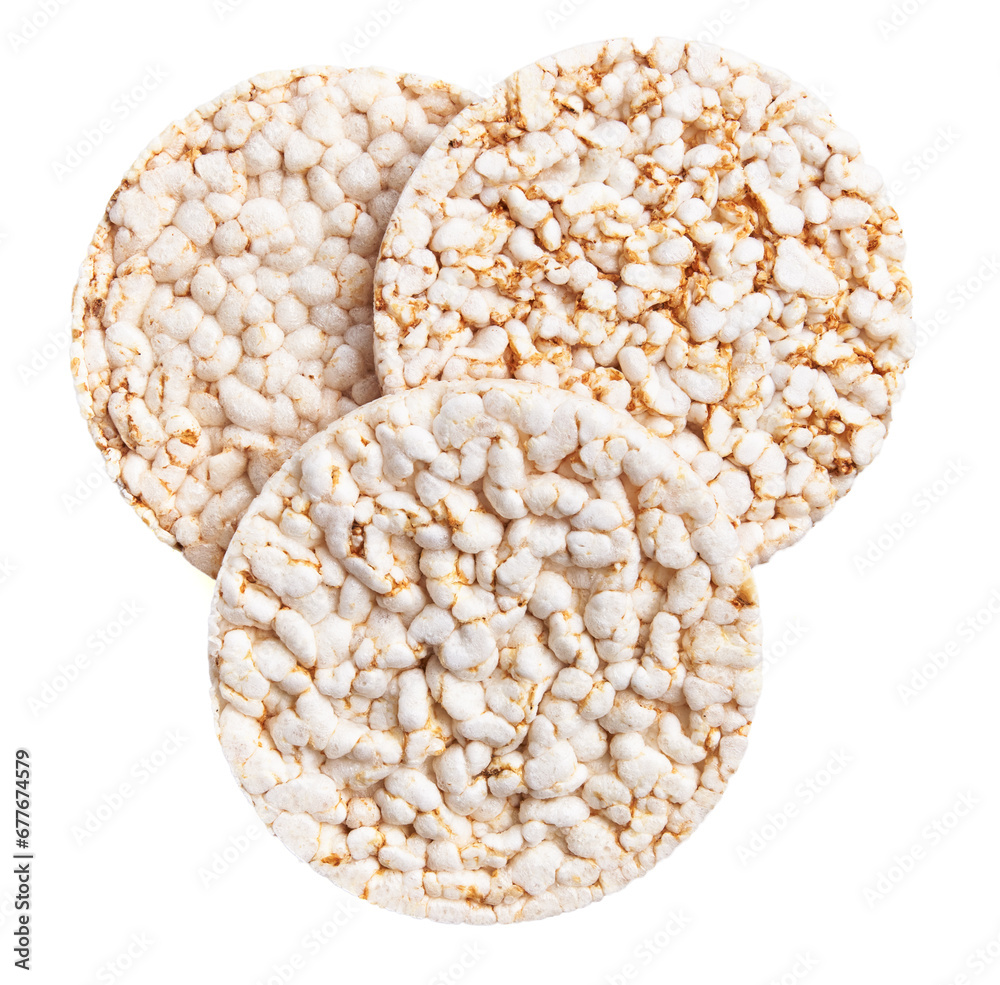 Delicious three rice cakes over isolated white background Delicious three rice cakes over isolated white background