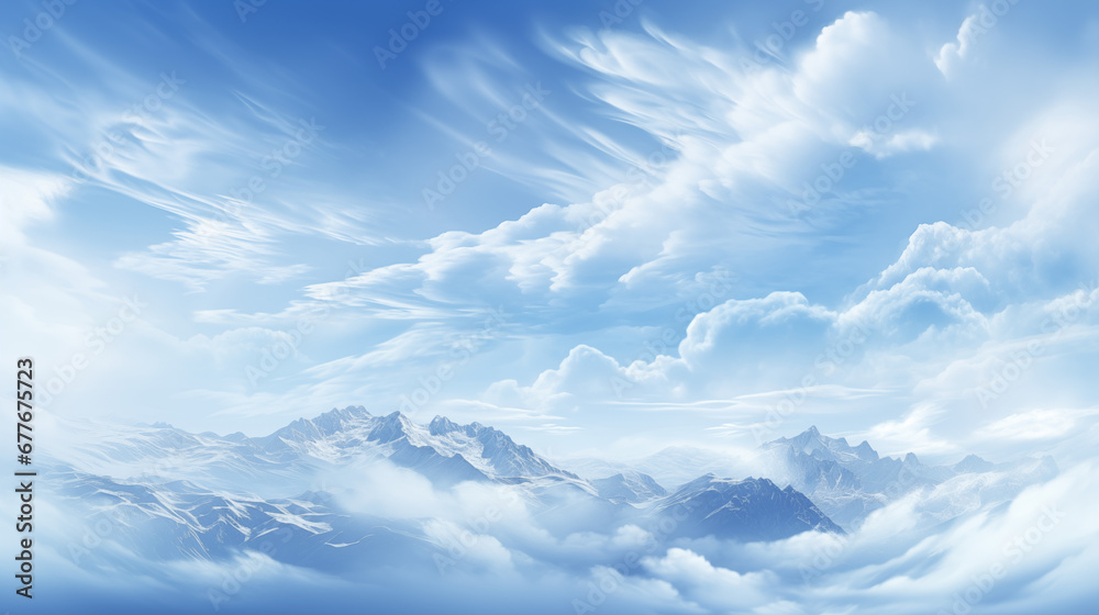 Incredible View of Rocky Mountains, Fluffy Clouds, and Blue Sky Over the Peaks, Capturing the Breathtaking Majesty of Mountainous Landscape, Perfect as a Mesmerizing Background