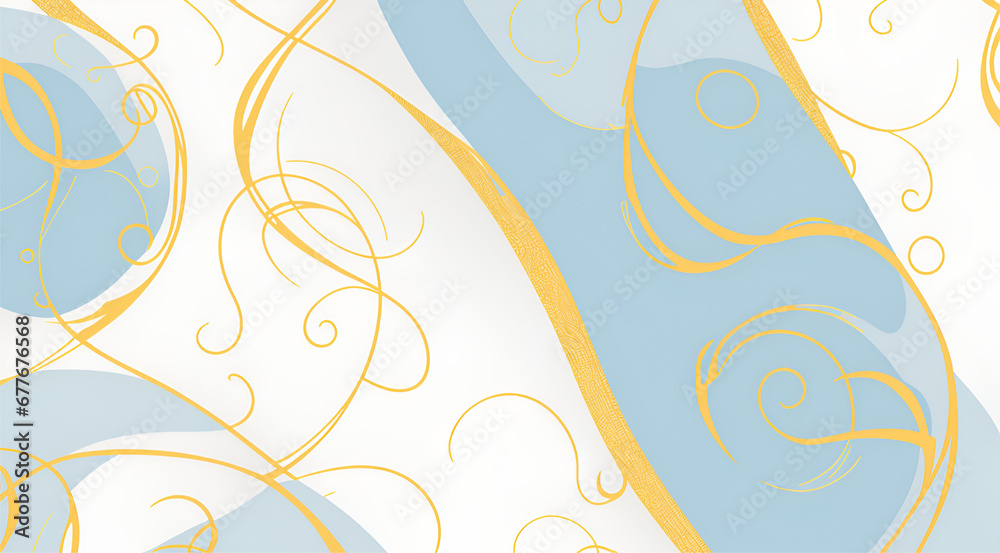 This image shows a seamless pattern of blue and yellow swirls on a white background. The swirls are made up of a variety of shapes and sizes This image shows a seamless pattern of blue and yellow swirls on a white background. The swirls are made up of a variety of shapes and sizes