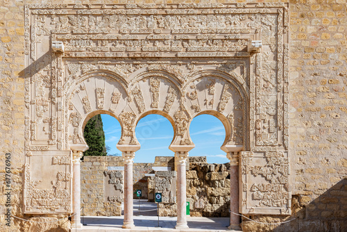 Fotografie Doorway of the Jafar house in the palatine city of Madinat Al-zahra, Medina Azahara, Cordoba, Andalucia
