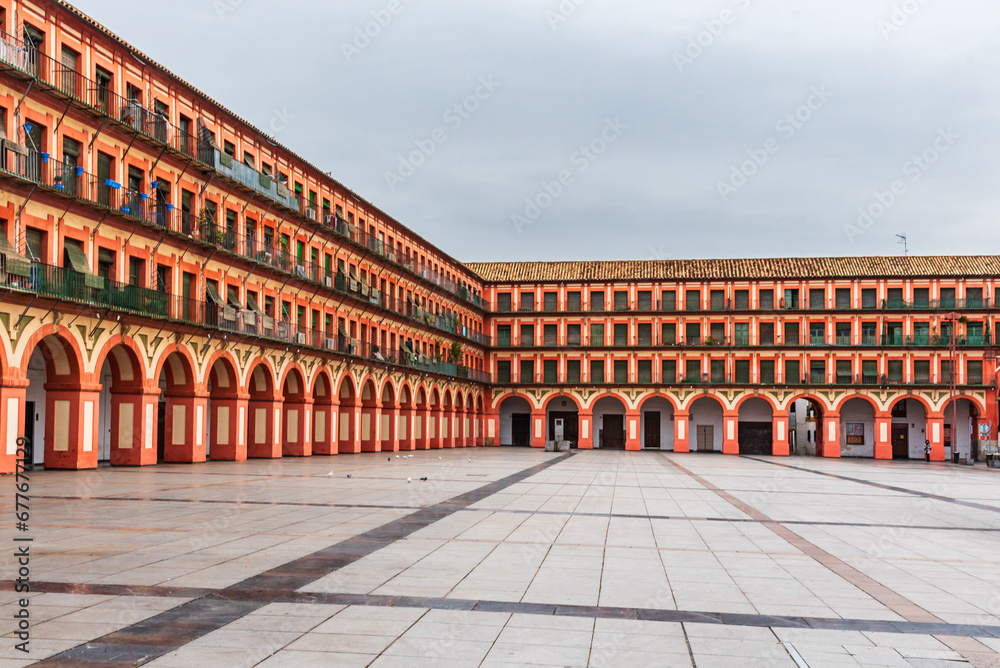 Plaza de la Corredera in Córdoba, emblematic place of the city, the only quadrangular square in Andalusia, north-east view.