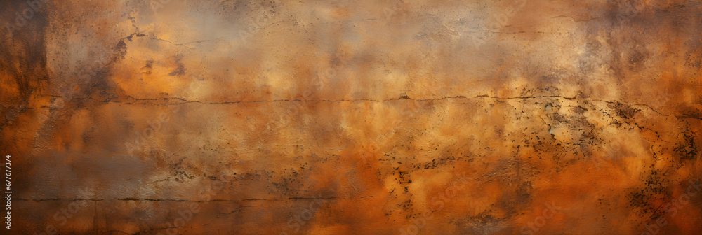 Grunge abstract rusty rust orange brown metal corten steel stone background wall texture banner, photography studio backdrop, floating board, generative ai