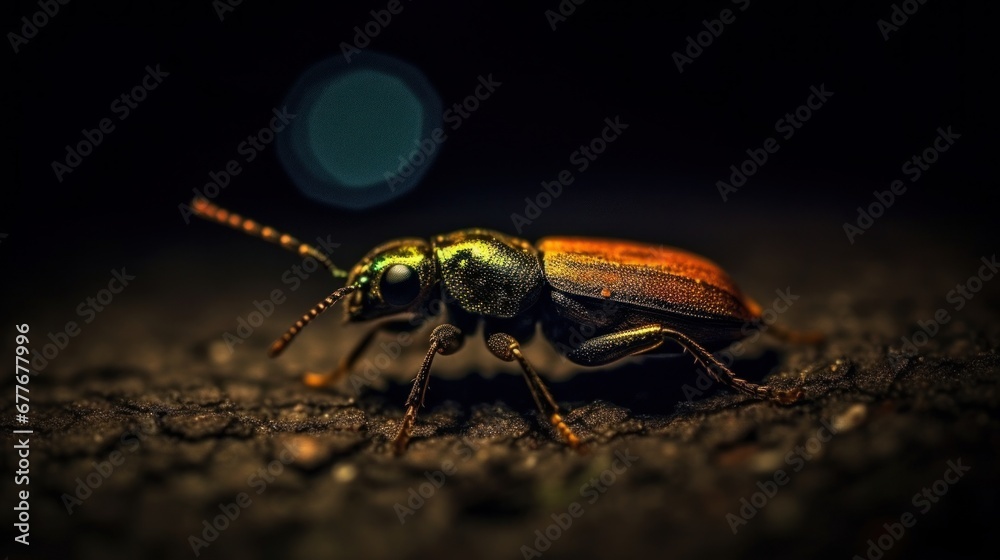 Fototapeta premium A firefly lighting up the night AI generated illustration