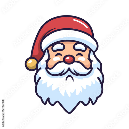 Santa Claus face icon. Merry Christmas and Happy New Year. Vector illustration
