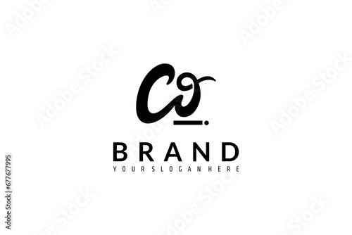 CO letter logo in lettering vector design style photo