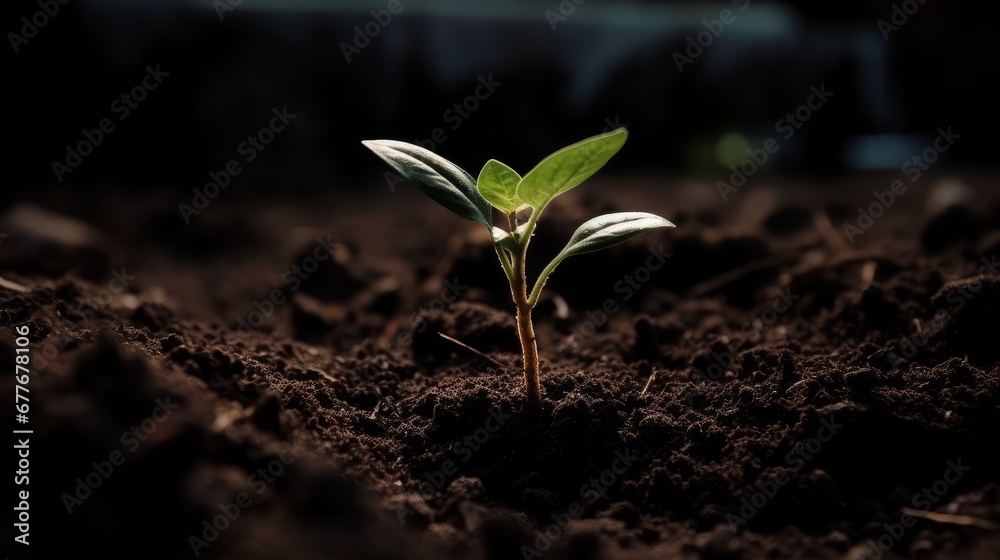 A plant pushing through the dirt  AI generated illustration