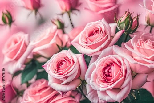 Pink roses in soft color, Made with blur style for background