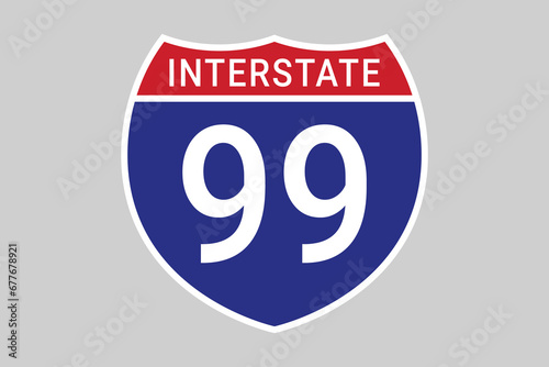 The interstate sign. directional sign. route number of the highway. Vector illustration