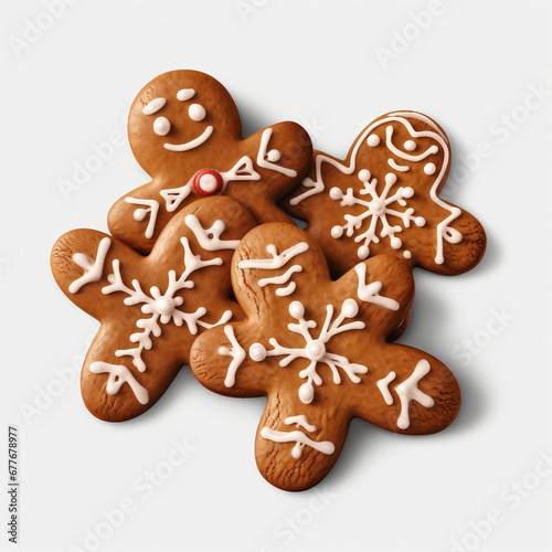 Christmas gingerbread cookies isolated on a white background. 3d rendering