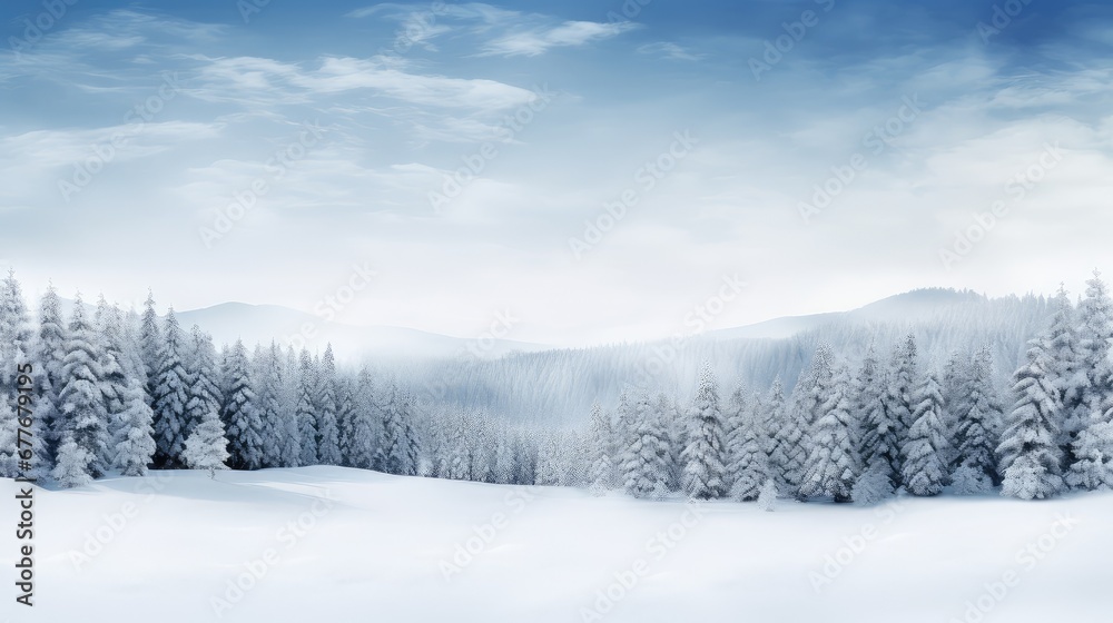 Fototapeta premium landscape nature ice fir serene illustration tree cold, forest christmas, frost frozen landscape nature ice fir serene