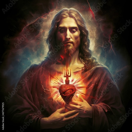 Sacred Heart of the Lord. Generative AI photo