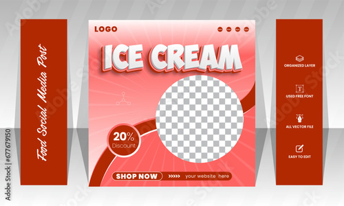 Chocolate cake Food promotional social media banner design template.