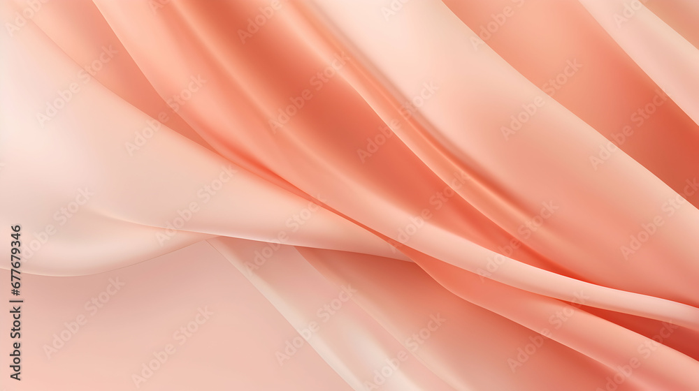 Obraz premium Pastel light coral silk fabric flutters in the wind. Textured luxury background. Generative AI.