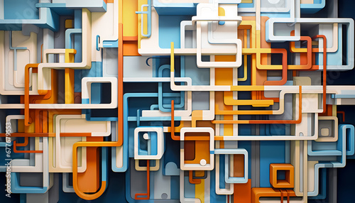 Abstract Harmony: Soft Industrial Organic Square Lines in a Spectrum of Colors