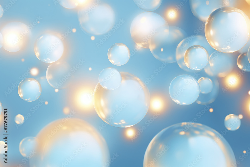 Floating bubbles on soft background