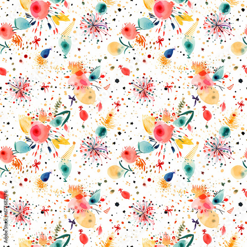 new year celebration cute watercolor wrapping paper