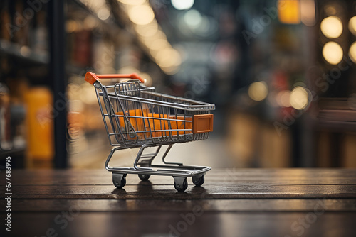 Miniatura de carrinho de supermercado laranja