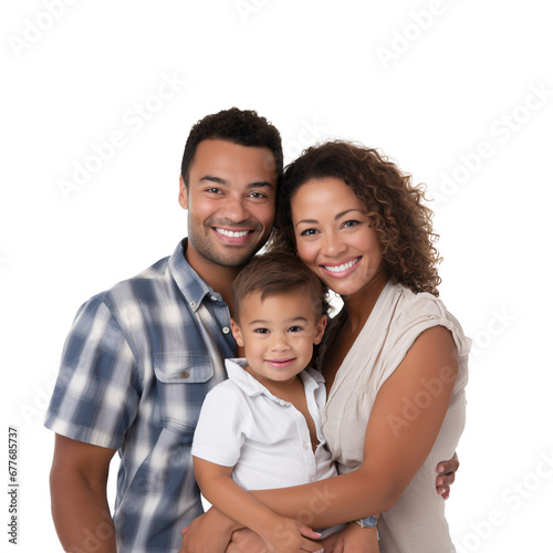 Smiling Family: Father, Mother, and Son Together - Isolated on Transparent Background