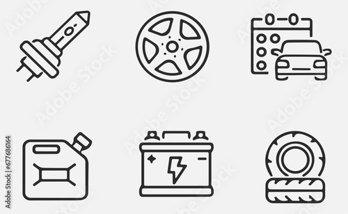 Set of car outline icons, auto, automobile. Linear icon collection. Vector illustration