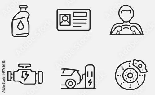 Set of car outline icons, auto, automobile. Linear icon collection. Vector illustration