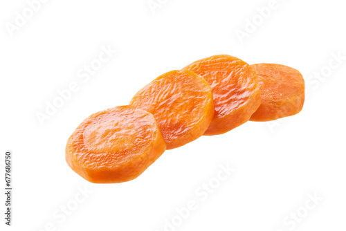 sliced organic carrots isolated on white background. sliced carrots.