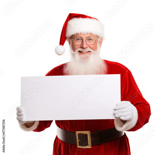 Santa Claus with Blank Banner - Festive Christmas Isolation © TimeaPeter