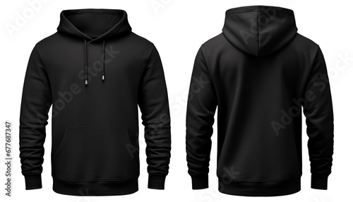 Black Hoodie Mockup, Front and back view, Transparent background, PNG file. Template for graphic design