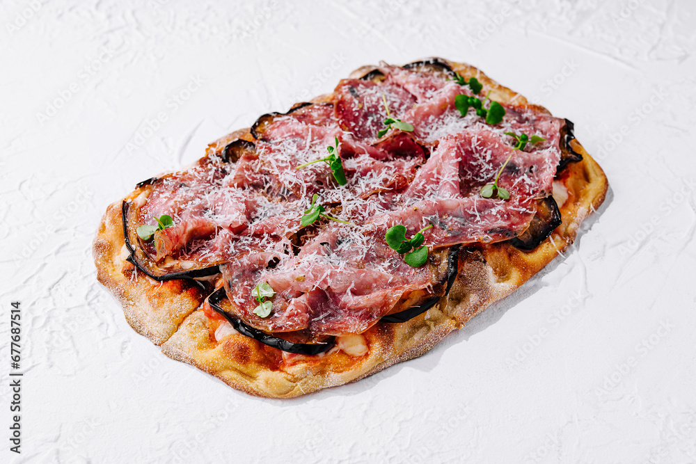 pizza with prosciutto parma ham with parmesan cheese pizza with prosciutto parma ham with parmesan cheese