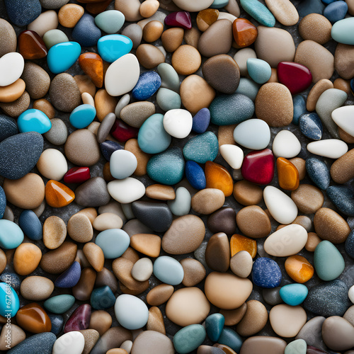 beautiful beach with colored pebbles