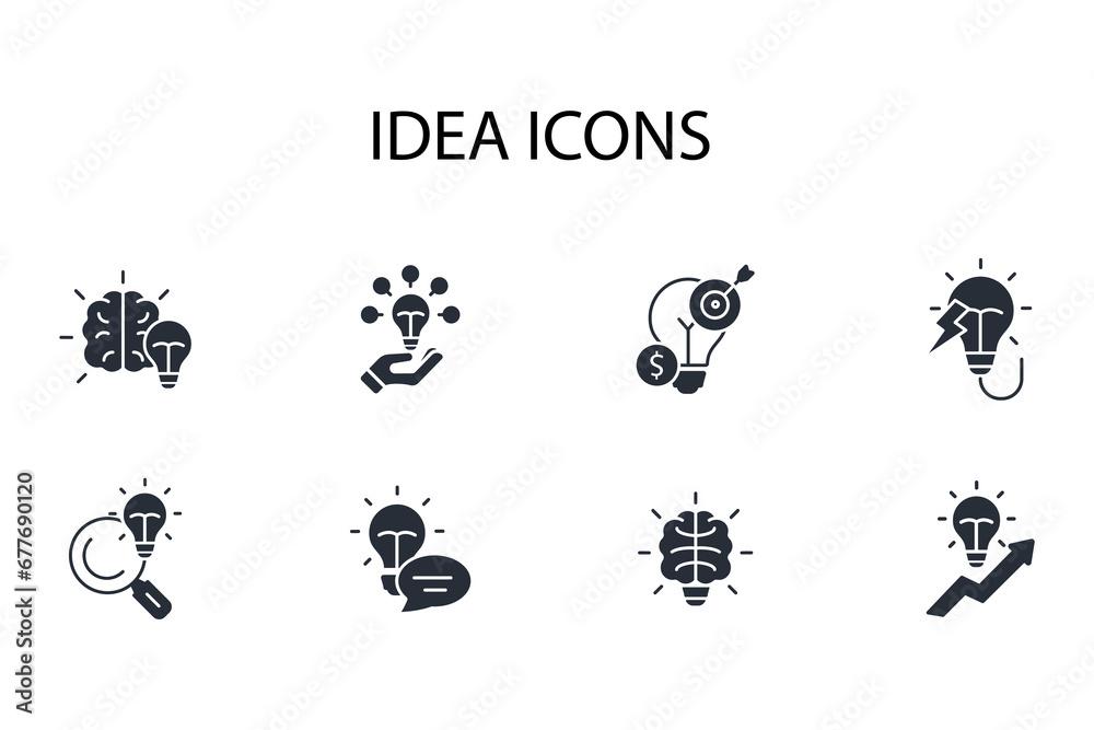 Idea icon set.vector.Editable stroke.linear style sign for use web design,logo.Symbol illustration.