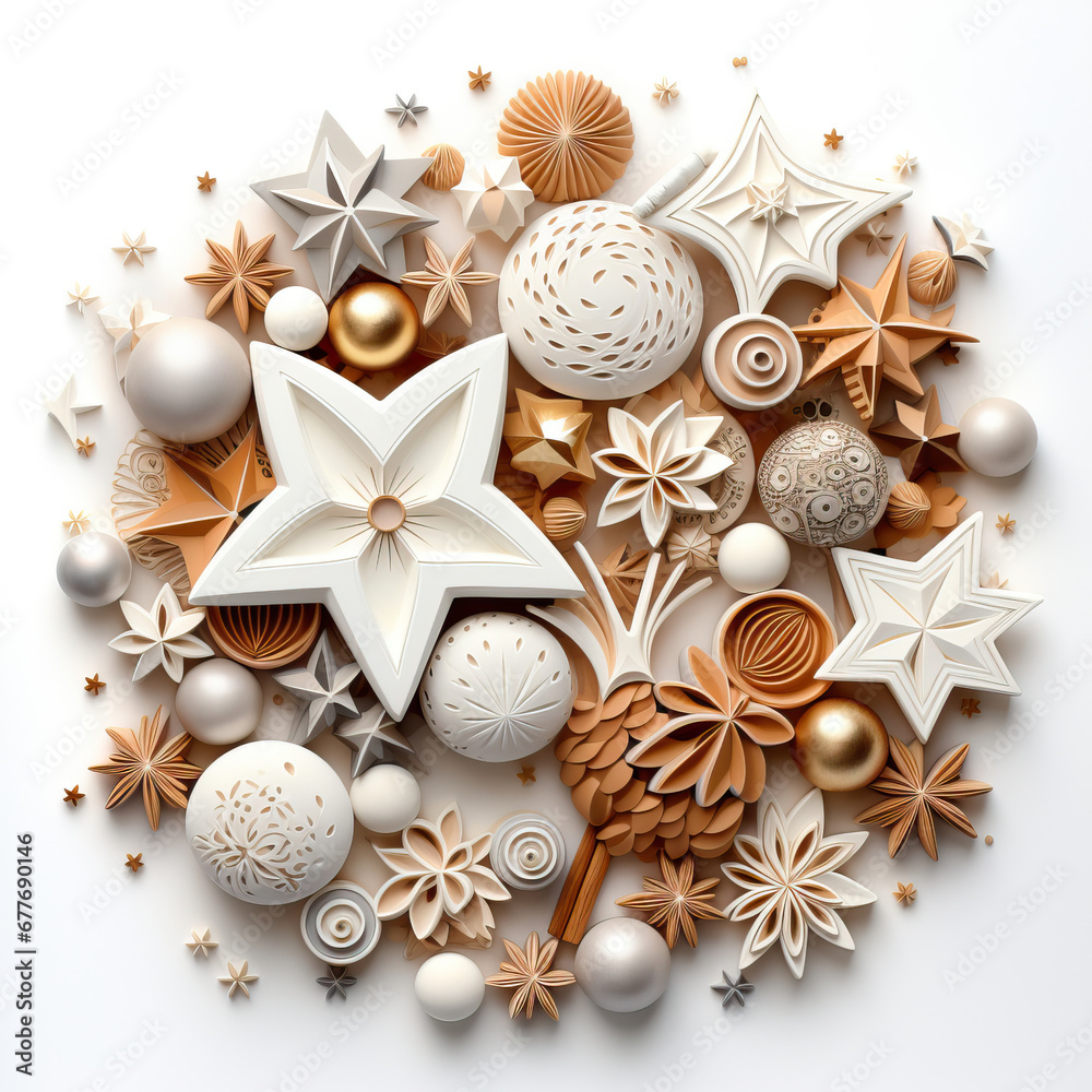 Christmas gingerbread cookies in shape of star and snowflakes on white background. Christmas gingerbread cookies in shape of star and snowflakes on white background.