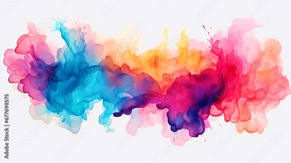 Watercolor paint splash on white isolated background - ai generative