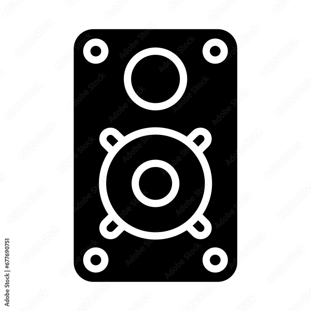 Loudspeaker, audio output, sound emitter, sound projector, speaker system. icon and easy to edit.