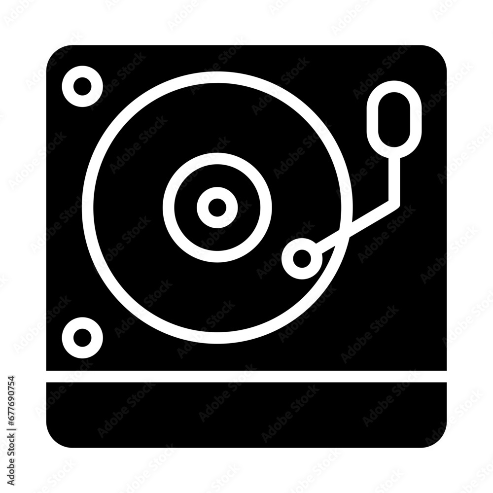 Record player, phonograph, vinyl player, record turner, vinyl turntable. icon and easy to edit.