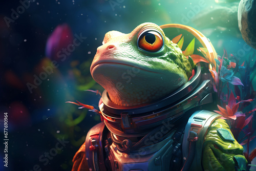 frog with astronaut suit
 photo