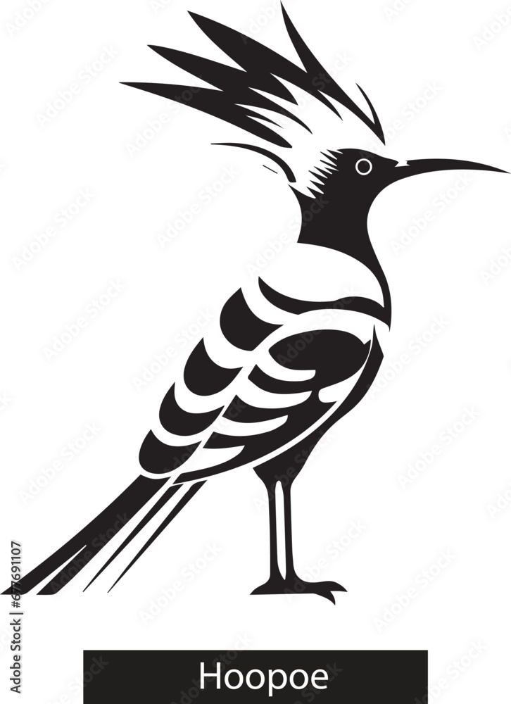 Fototapeta premium Hoopoe silhouette, hoopoe silhouette birds, vector file