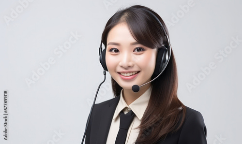 Customer Support Excellence, Confident Call Center Professional on a Clean Canvas