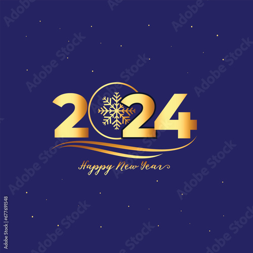 Happy new year 2024 design. With colorful truncated number illustrations. Premium vector design for poster, banner, greeting and new year 2024