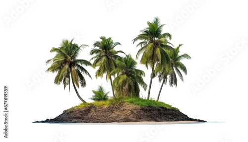 palm trees on the beach isolated on transparent background cutout