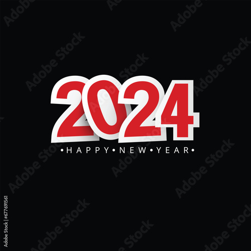 Happy new year 2024 design. With colorful truncated number illustrations. Premium vector design for poster, banner, greeting and new year 2024