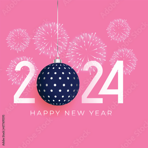 Happy new year 2024 design. With colorful truncated number illustrations. Premium vector design for poster, banner, greeting and new year 2024